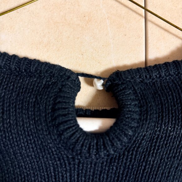 Vintage Black Embellished Statement Sweater – Pearl Beads + Satin Appliqué - Picture 6 of 8